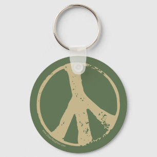 Vredesbord met bruin flauw, grunge stijl sleutelhanger