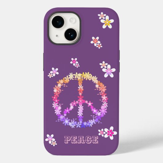 Vredesbord met kleurrijke bloemen, gepersonaliseer Case-Mate iPhone case (Achterkant)