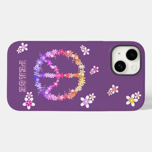 Vredesbord met kleurrijke bloemen, gepersonaliseer Case-Mate iPhone case (Achterkant (horizontaal))