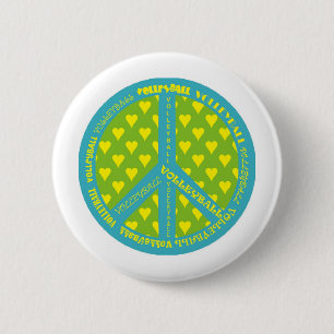 Vredesbord met volleybal in Lijst Ronde Button 5,7 Cm