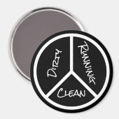 Vredesbord Schoon Vuil Running B&W Vaatwasser Magneet (Voorkant / Achterkant)