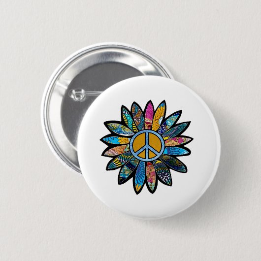 Vredesbordbloem Ronde Button 5,7 Cm (Voorkant /achterkant)