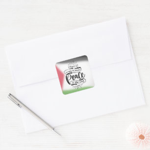 Vredescitaat Sticker: "Er is geen weg naar vrede" Vierkante Sticker