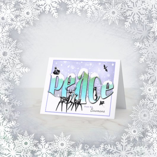 Vredesdieren gepersonaliseerde kerstkaart voor de  feestdagen kaart