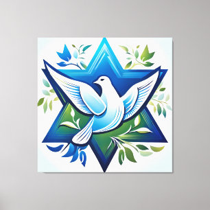 Vredesduif en Davidster Canvas Afdruk