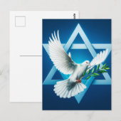 Vredesduif en ster van David Blue Briefkaart (Voorkant / Achterkant)