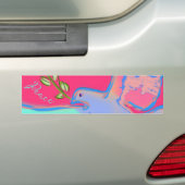 Vredesduif, geen oorlog heet roze bumpersticker (Op auto)