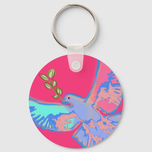 Vredesduif, geen oorlog heet roze sleutelhanger (Achterkant)