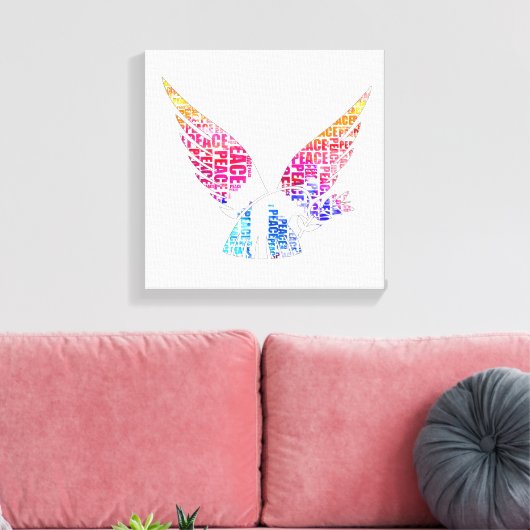 Vredesduif. Harmony Hippie Waterverf Canvas Afdruk (Insitu (Woonkamer))