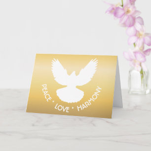 Vredesduif in vlucht Wit op Goud Simpel Elegant Kaart