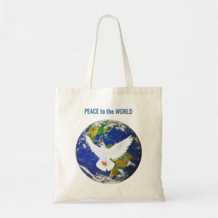 Vredesduif met bewerkbare tekst tote bag