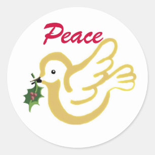 Vredesduif met een kerstwens ronde sticker