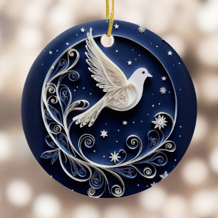 Vredesduif Witte Vogel Nep Papercraft Kerstmis Keramisch Ornament