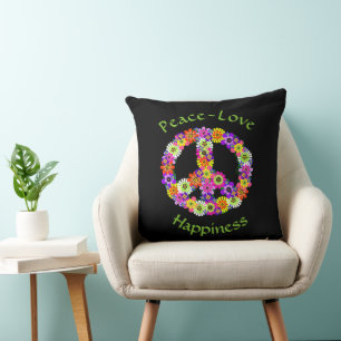Vredesgebaar Floral Peace Love Geluk Kussen