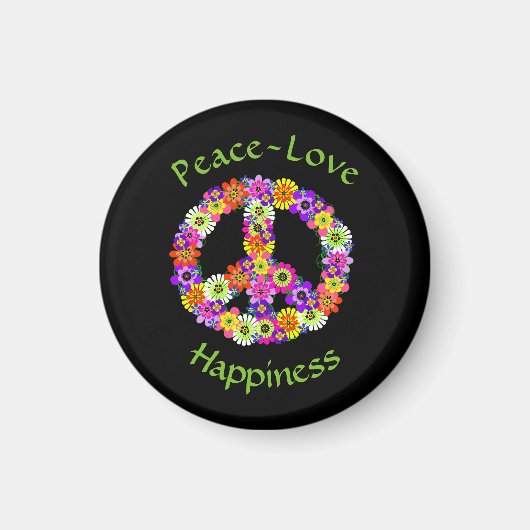 Vredesgebaar Floral Peace Love Geluk Magneet (Voorkant)