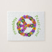 Vredesgebaar liefde en geluk op wit legpuzzel (Horizontaal)