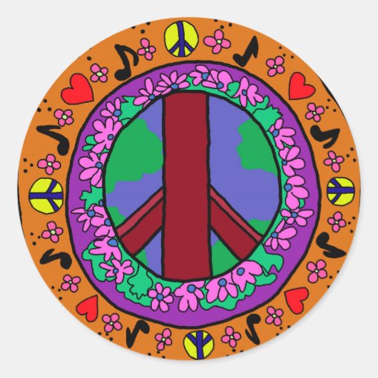 Vredesgebaar Ronde Sticker (Voorkant)