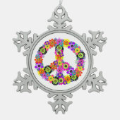 Vredesgebaar Tin Sneeuwvlok Ornament (Voorkant)