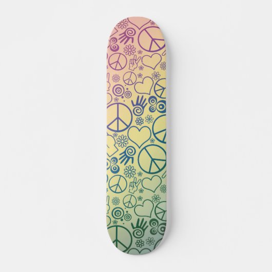 Vredesgebaren Symbool Rainbow Skateboard (Voorkant)