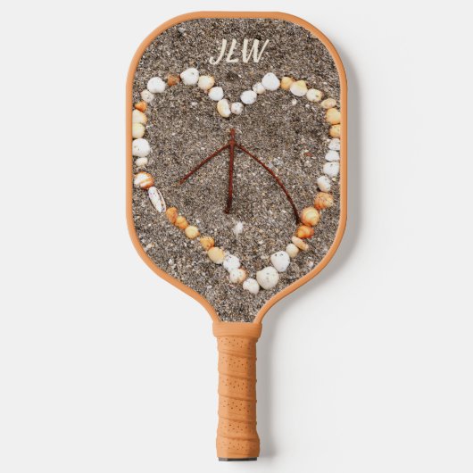 Vredesgebarentaal in het hart van de Seashells op  Pickleball Paddle (Voorkant)