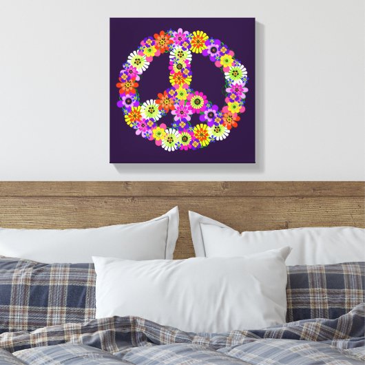 Vredesgebarentaal op Paars Canvas Afdruk (Insitu (Slaapkamer))