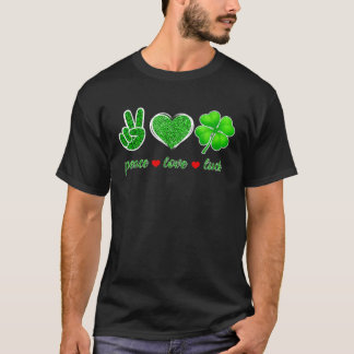 Vredesgebarenteken Hart Shamrock Peace Love Luck S T-shirt