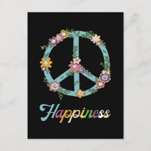 Vredesgebarentjes bloemen kleurrijk geluk Hippie Briefkaart