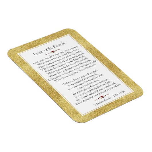 Vredesgebed van Sint-Franciscus Gouden Glitter Fra Magneet (Rechterzijde)