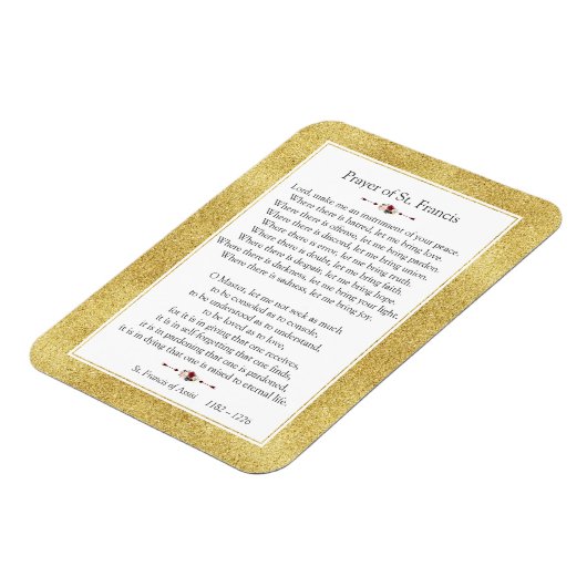 Vredesgebed van Sint-Franciscus Gouden Glitter Fra Magneet (Linkerzijde)
