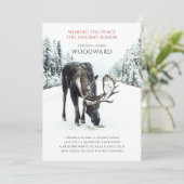 Vredesgedicht met eland in winterse sneeuw feestdagenkaart (Staand voorkant)