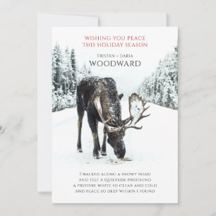 Vredesgedicht met Eland in Winterse Sneeuwsfeer Feestdagenkaart