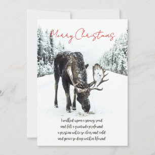 Vredesgedicht met Eland in Wintersneeuw Feestdagenkaart