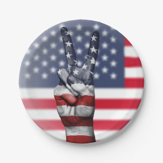 Vredeshandtekeningen met VS-vlag Papieren Bordje