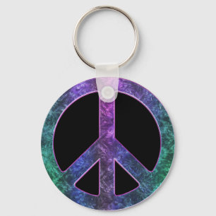  vredesinzending in Stropdas-Dye op zwarte Sleutel Sleutelhanger