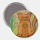 Vredeskat met bloemen magneet (Voorkant / Achterkant)