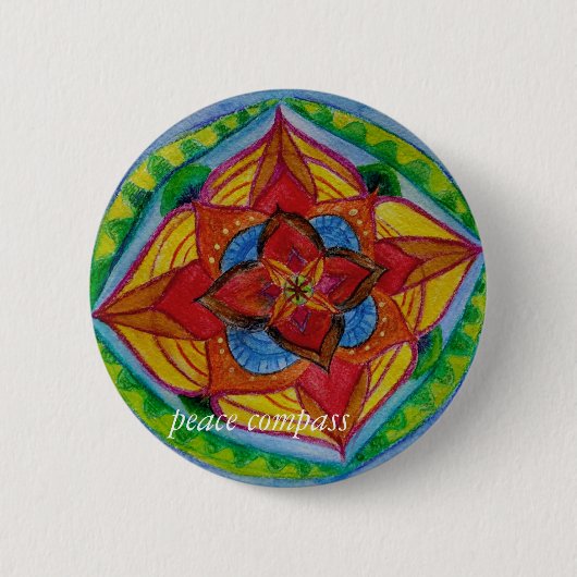 Vredeskompas Mandala Ronde Badge Button 5,7 Cm (Voorkant)
