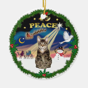 Vredeskrans - Tabby Tijgerkat Keramisch Ornament