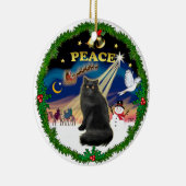 Vredeskrans - Zwarte Perzische kat Keramisch Ornament (Rechts)