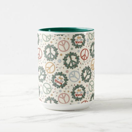 Vredeskransen en vreugde voor het wereldpatroon mok (Midden)