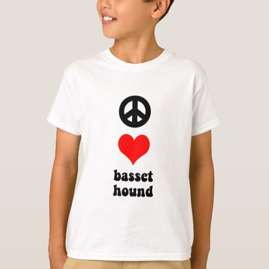 Vredesliefde Basset Hond T-shirt (Voorkant)