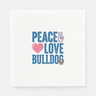 Vredesliefde Bulldog Vintage Hond T-shirt Ontwerp Servet