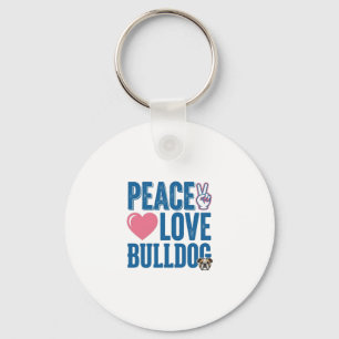 Vredesliefde Bulldog Vintage Hond T-shirt Ontwerp Sleutelhanger