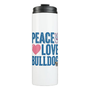 Vredesliefde Bulldog Vintage Hond T-shirt Ontwerp Thermosbeker