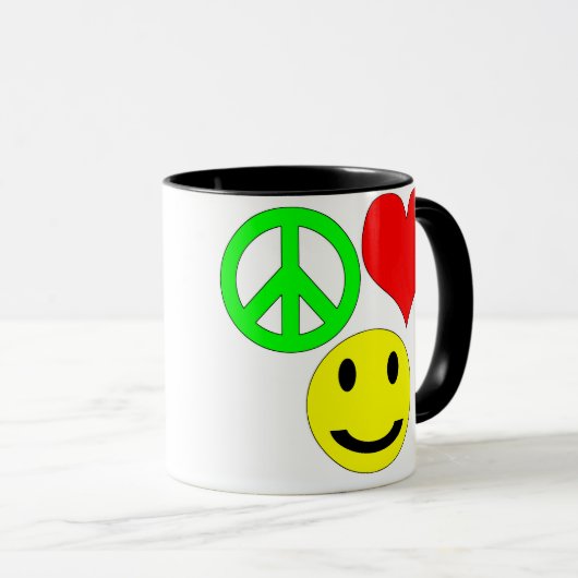 vredesliefde en geluk mok (Voorkant rechts)