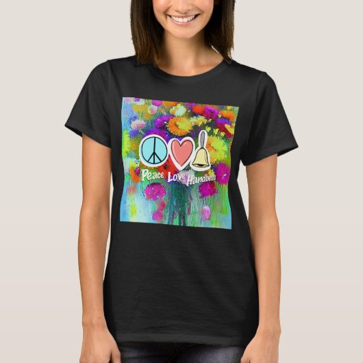Vredesliefde en handklokken, bloemen design t-shirt (Voorkant)