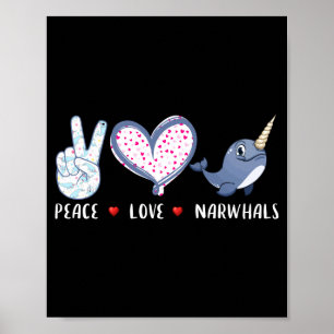Vredesliefde narwal voor meisjes jongens kinderen poster