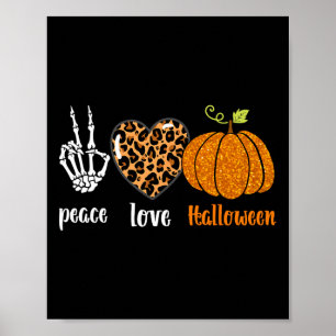 vredesliefde Skeleton herfst Pumpkin leopard Hallo Poster