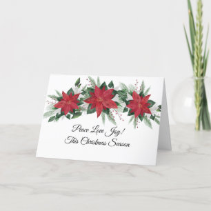 Vredesliefhebber Jode Rode Poinsettia Groene Kerst Feestdagen Kaart