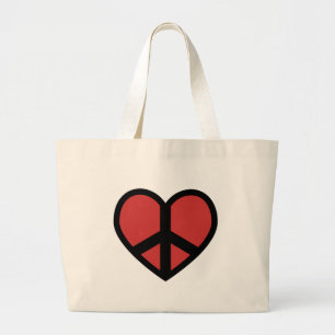 Vredeslog in een hartzak grote tote bag