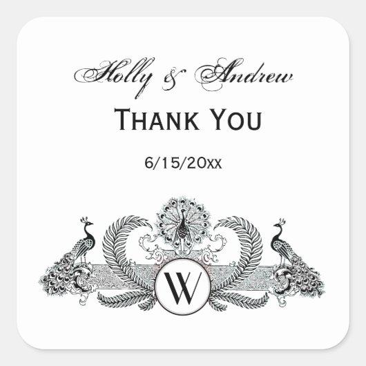  vredesmonogram vierkante sticker (Voorkant)